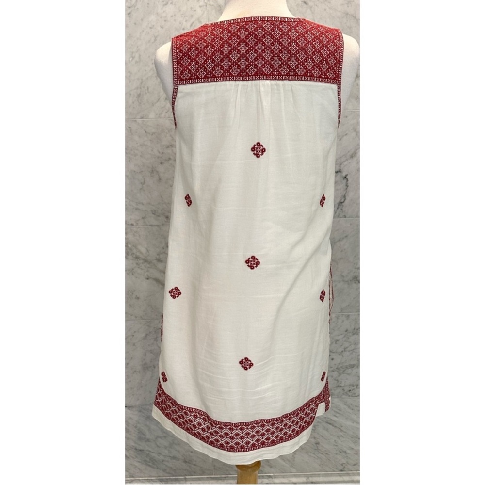Madewell Women’s Sleeveless White Shift Dress with Pink Embroidered Trim Size 6 - Picture 6 of 10